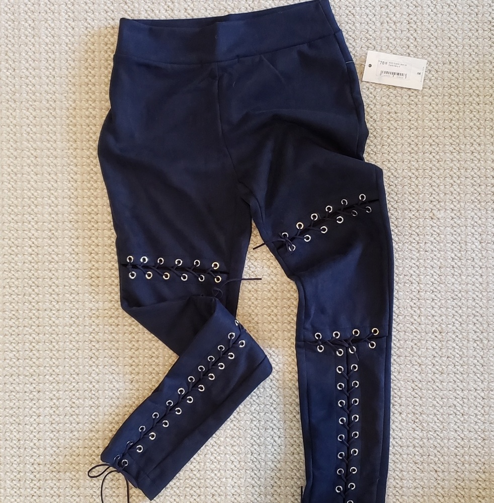 Rhythm of Grace Navy Lace Up Leggings Size S